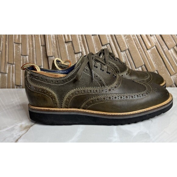 Cole Haan C10813 Wingtip Borgue Oxford Lace Up Men Leather Shoes 8 M Olive Green main image 8